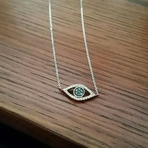 Blue & White Diamond Evil Eye Necklace